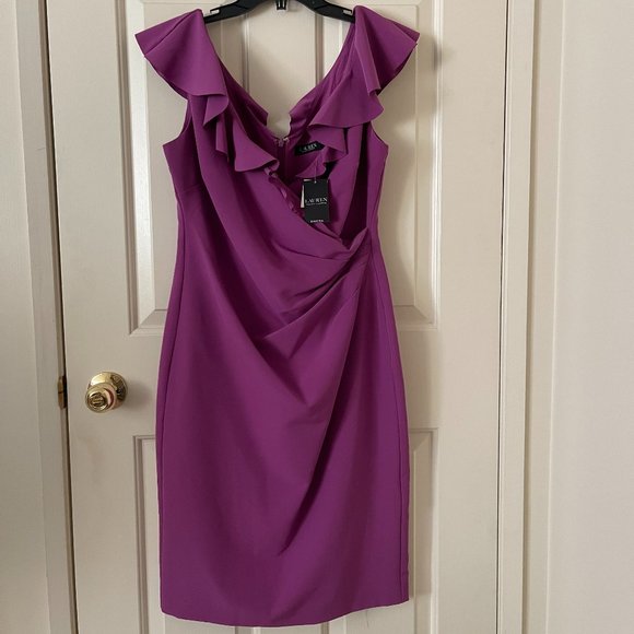 NEW Lauren Ralph Lauren Purple Dress Size 8 - Picture 1 of 8